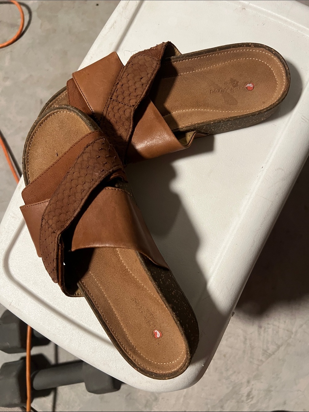 Women’s Brown Leather Slide Sandals - clarks